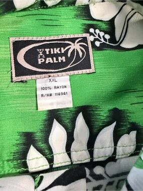TIKI PALM Green Hawaiian Rayon Shirt SKU1016